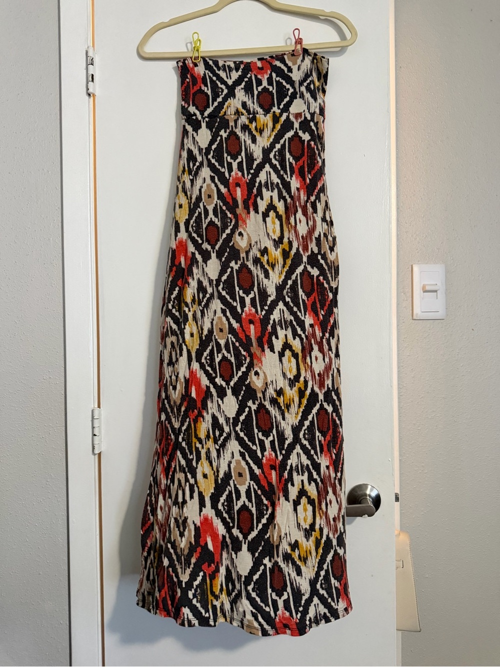 Women’s Black Floral Ikat Maxi Skirt with Multicolor Accents